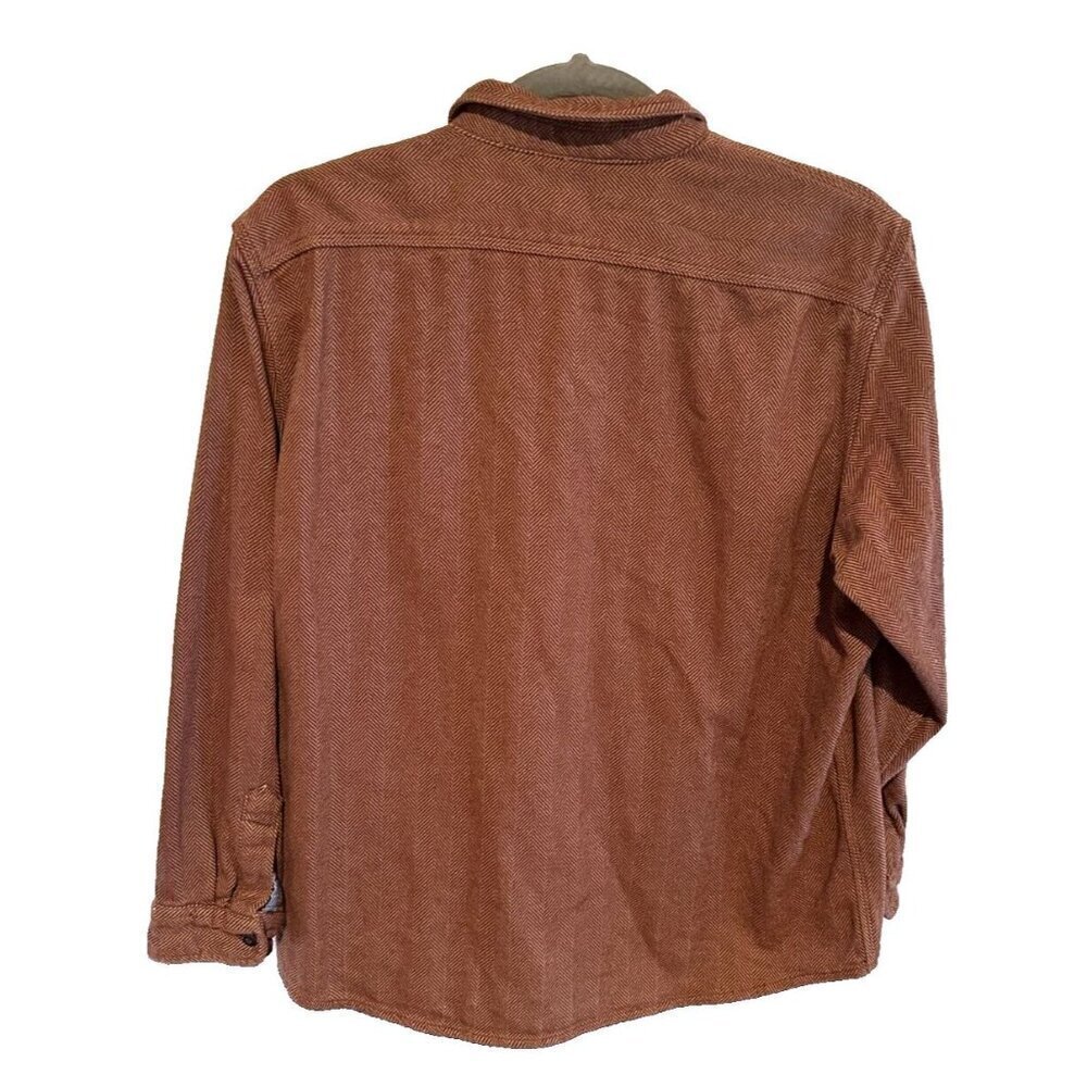 Mens XXL/Tall LANDS END Heavyweight Brown Herringbone l/s Cabincore Shirt - Picture 5 of 11